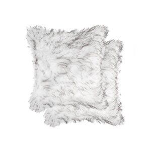 Luxe Home Decor Belton Faux Fur Pillow | 2-Piece | Gradient grey | 18"x18"